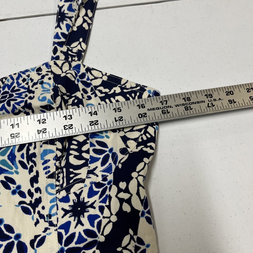 Avec Les Filles Dress Blue Tile Print Mini Fitted Size 8 Coquette Wedding Guest - Picture 7 of 15